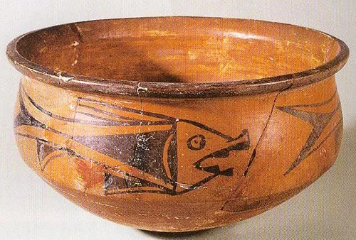 pottery bowl with decorated finish