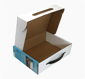 corrugated printed carton box with the plastic handle