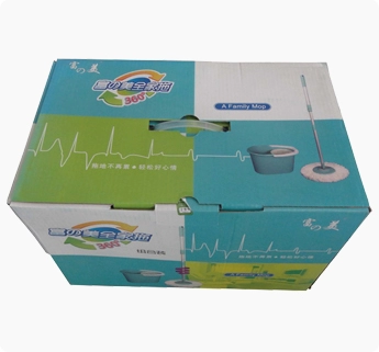 corrugated printed carton with the plastic handle
