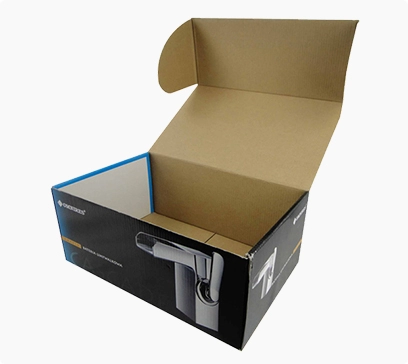 Roll end tuck top corrugated printed box for the electronics packaging.