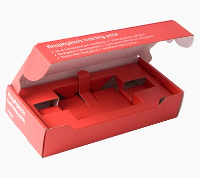 Red color printed paper electronics box with the paper insert